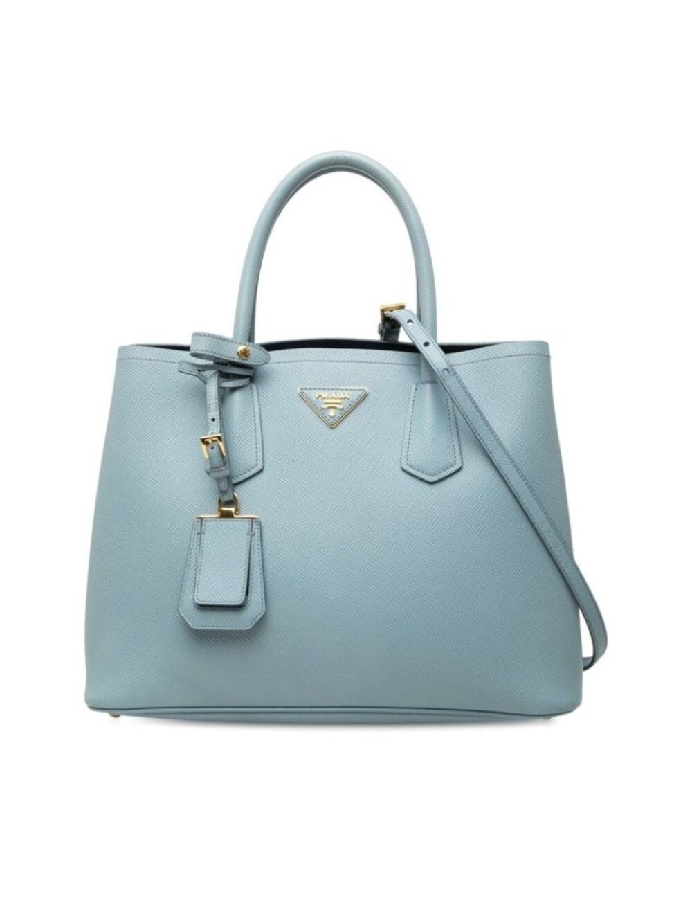Prada Double 2-Way Shoulder Bag Light Blue Saffiano Leather